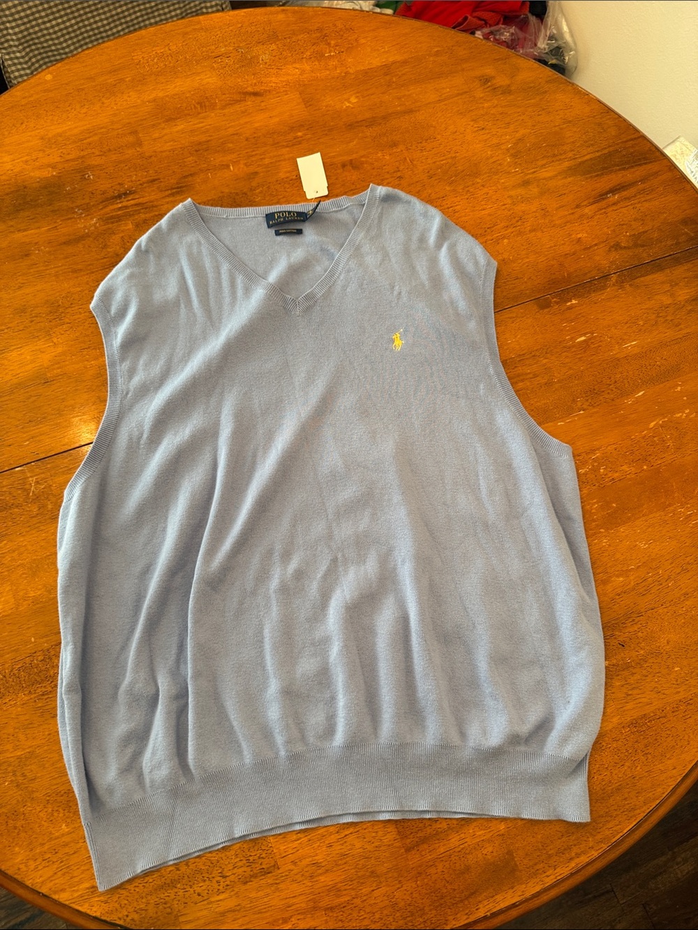 Polo by Ralph Lauren Pastel Blue V-Neck Cotton Sweater Vest xxxl